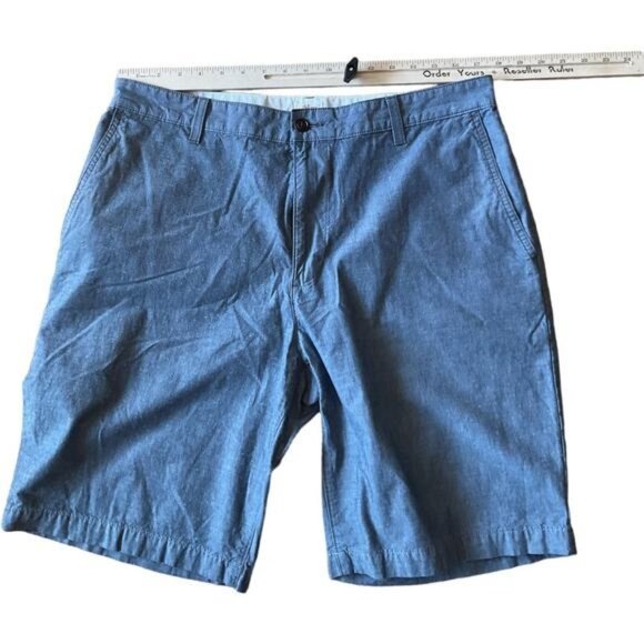 Dockers Mens Chambray Blue Casual Flat Front Shorts Size 36 - Picture 2 of 9